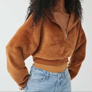 urban outfitters bdg fuzzy cropped hoodie